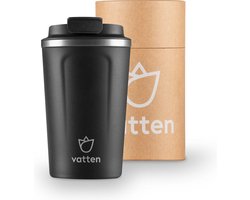 Vatten® Premium RVS Thermosbeker - Zwart - 380ml - Koffiebeker - Theebeker - Travel Mug