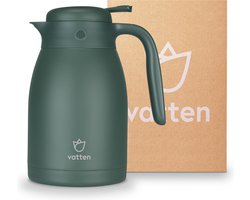 Vatten® Premium RVS Thermoskan - Donkergroen - 1.5 Liter - Met Drukknop - Isoleerkan