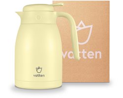 Vatten® Premium RVS Thermoskan - Lichtgeel - 1.5 Liter - Met Drukknop - Isoleerkan