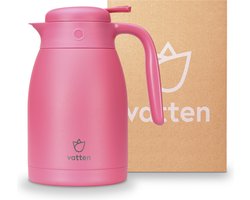 Vatten® Thermoskan 3-wandig RVS -Felroze - 1.5 Liter - Met Drukknop - Isoleerkan