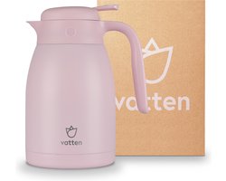 Vatten® Thermoskan 3-wandig RVS - Lichtroze - 1.5 Liter - Met Drukknop - Isoleerkan