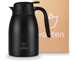Vatten® Thermoskan 3-wandig RVS - Zwart - 1.5 Liter - Met Drukknop - Isoleerkan