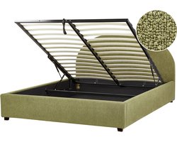 VAUCLUSE - Bed met opbergruimte - Lichtgroen - 160 x 200 cm - Bouclé