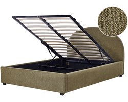 VAUCLUSE - Bed met opbergruimte - Olijfgroen - 140 x 200 cm - Bouclé