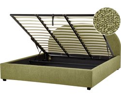 VAUCLUSE - Bed met opbergruimte - Olijfgroen - 180 x 200 cm - Bouclé