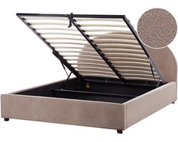 VAUCLUSE - Bed met opbergruimte - Taupe - 160 x 200 cm - Bouclé