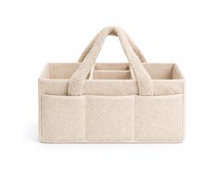 Vavida - Commodemandje - Beige - Teddy - 40 x 26 x 17 cm - Babykamer - Baby - Commode - Mandje
