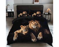 Vavida Dekbedovertrek - Eenpersoons - 140 x 200 - Leeuwen - Dieren - Paar - Natuur - Leeuw
