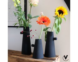 Vazen set | Tumbes | Zwart | Ø9 x H26/21/15 cm