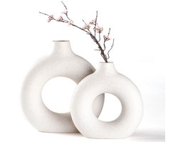 Vazen voor pampasgras, creatieve vaas, moderne wooncultuur, handgemaakte vaas, wit, keramiek, gedroogde bloemen, kunsthandwerk, ornamenten voor kantoor, huis, decoratie, vazenset