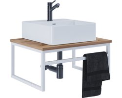 VCM 2-delig wastafelmeubel Badkamermeubelset Wastafel hout metaal industriële stijl Bitila 60 2-delig wastafelmeubel Badkamermeubelset Wastafel hout metaal industriële stijl Bitila 60