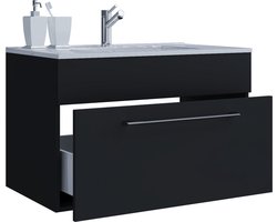VCM 2-tlg. Waschplatz Waschtisch | Waschbecken Unterschrank Breite 80 cm | Badmöbel Set hängend mit einer Schublade | Badinos