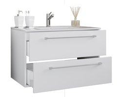 VCM 2-tlg. Waschplatz Waschtisch | Waschbecken Unterschrank Breite 80 cm | Badmöbel Set hängend mit zwei Schubladen | Badinos