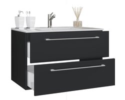 VCM 2-tlg. Waschplatz Waschtisch | Waschbecken Unterschrank Breite 80 cm | Badmöbel Set hängend mit zwei Schubladen | Badinos