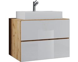 VCM 2-tlg. Waschplatz Waschtisch | Waschbecken Unterschrank Breite 80 cm | Badmöbel Set mit Schubladen | Lendas