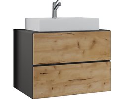 VCM 2-tlg. Waschplatz Waschtisch | Waschbecken Unterschrank Breite 80 cm | Badmöbel Set mit Schubladen | Lendas