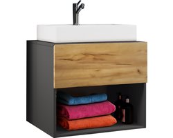VCM 2-tlg. Waschtisch | Breite 80 cm|Waschplatz Badmöbel Waschbecken Bad Schrank Keramik Lendas ll