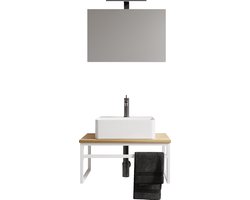 VCM 3-delig wastafelmeubel Badkamermeubelset Wastafel hout metaal Industriële stijl Bitila 60 V1 3-delig wastafelmeubel Badkamermeubelset Wastafel hout metaal Industriële stijl Bitila 60 V1