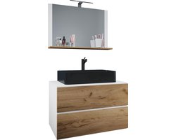 VCM 3-delig wastafelmeubel Badmeubelset Wastafel Lendas BL breedte 80 cm M lade 3-delig wastafelmeubel Badmeubelset Wastafel Lendas BL breedte 80 cm M lade