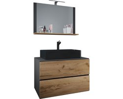 VCM 3-delig wastafelmeubel Badmeubelset Wastafel Lendas BL breedte 80 cm M lade 3-delig wastafelmeubel Badmeubelset Wastafel Lendas BL breedte 80 cm M lade