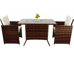 VCM 3-delige tuinset balkonset tuinmeubelen glazen tafel stoelen rotan Raloso 3-delige tuinset balkonset tuinmeubelen glazen tafel stoelen rotan Raloso