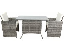 VCM 3-delige tuinset balkonset tuinmeubelen glazen tafel stoelen rotan Raloso 3-delige tuinset balkonset tuinmeubelen glazen tafel stoelen rotan Raloso