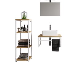 VCM 4-delig wastafelmeubel Badkamermeubelset Wastafel hout metaal Industriële stijl Bitila 60 V1 4-delig wastafelmeubel Badkamermeubelset Wastafel hout metaal Industriële stijl Bitila 60 V1