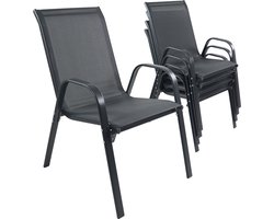 VCM 4-delige set tuinstoel hoge rug textilene balkonstoel stapelbaar campingstoelen Sonlas 4-delige set tuinstoel hoge rug textilene balkonstoel stapelbaar campingstoelen Sonlas