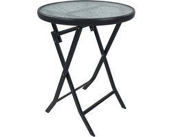 VCM alleen terrastafels, tuintafel, eettafels voor buiten Bistrotafel rond balkontafel tuintafel glazen blad klaptafel tuincamping 55 cm Ø Sonlas