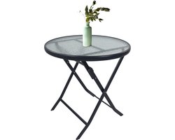 VCM Bistrotafel rond balkontafel tuintafel glazen blad klaptafel tuincamping 70 cm Ø Sonlas Bistrotafel rond balkontafel tuintafel glazen blad klaptafel tuincamping 70 cm Ø Sonlas
