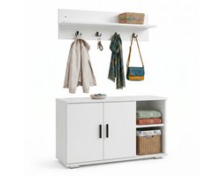 VCM Diele Garderoben Set mit Schuhschrank Sitzbank, Wandgarderobe & Hut Ablage - Gados L
