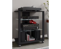 VCM Hifi-meubilair wielen rek kast phono mobiele plank glas oprolbaar phono media plank Folas Hifi-meubilair wielen rek kast phono mobiele plank glas oprolbaar phono media plank Folas