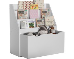 VCM Holzregal mit Rollen Schublade | platzsparendes Kinder Regal | Maße: H. 80 x B. 73 x T. 30 cm | Elegantes Regal stehend | Aufbewahrungsbox | Bücherregal | Aufbewahrungsregal - Besira L