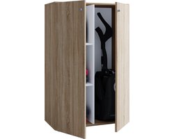VCM Houten bezemkast Stofzuiger Schoonmaakkast Huishoudkast Draaideuren Lona L Houten bezemkast Stofzuiger Schoonmaakkast Huishoudkast Draaideuren Lona L