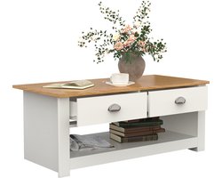 VCM Houten bijzettafel Salontafel Sofa-tafel Woonkamertafel Lade Balusa Houten bijzettafel Salontafel Sofa-tafel Woonkamertafel Lade Balusa