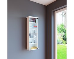 VCM Houten CD DVD wandplank Hangende plank Wandkast Wandvitrinekast Loposa glazen deur Houten CD DVD wandplank Hangende plank Wandkast Wandvitrinekast Loposa glazen deur