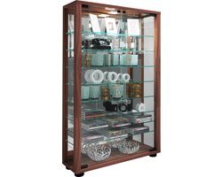 VCM Houten glazen vitrinekast Verzamelglas vitrinekast Staande vitrinekast Lumo Mini-spiegel Houten glazen vitrinekast Verzamelglas vitrinekast Staande vitrinekast Lumo Mini-spiegel