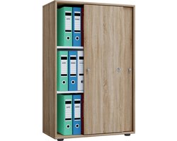 VCM Houten kantoorkast Dossierkast Kantoormeubilair Kast Lona 3-voudige schuifdeuren Houten kantoorkast Dossierkast Kantoormeubilair Kast Lona 3-voudige schuifdeuren