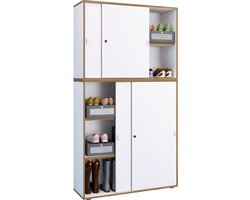 VCM Houten kantoorkast Dossierkast Kantoormeubilair Kast Salia 5-voudig breedte 100 cm schuifdeuren Houten kantoorkast Dossierkast Kantoormeubilair Kast Salia 5-voudig breedte 100 cm schuifdeuren