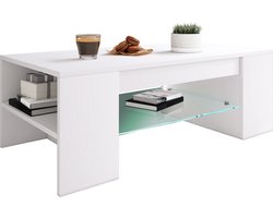 VCM Houten salontafel Sofa-tafel Woonkamertafel Bijzettafel Lade glas Tunas Houten salontafel Sofa-tafel Woonkamertafel Bijzettafel Lade glas Tunas