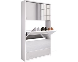 VCM Houten schoenenkast Schoenenkast Schoenrek Schoenstandaard Spiegel Stido XL Houten schoenenkast Schoenenkast Schoenrek Schoenstandaard Spiegel Stido XL