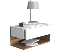 VCM Houten wandlade nachtkastje wandplank lade console nachtkastje Usal XL 60 cm Houten wandlade nachtkastje wandplank lade console nachtkastje Usal XL 60 cm