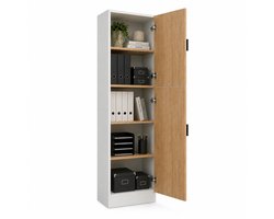 VCM Mehrzweckschrank mit 2 Drehtüren, 52 x 183 x 30 cm, Wohnzimmerschrank, Büroschrank und Aufbewahrungsschrank mit 5 Fächer - Dilos