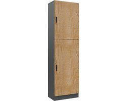 VCM Mehrzweckschrank mit 2 Drehtüren, 52 x 183 x 30 cm, Wohnzimmerschrank, Büroschrank und Aufbewahrungsschrank mit 5 Fächer - Dilos