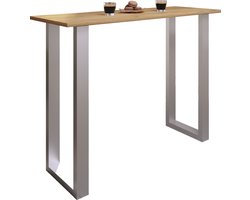 VCM Premium houten aluminium bartafel bistrotafel barbalietafel Xona 140x50 cm Premium houten aluminium bartafel bistrotafel barbalietafel Xona 140x50 cm