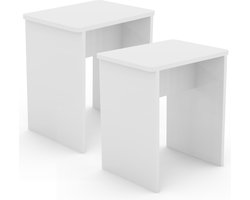 VCM Set van 2 houten krukjes kubus voetensteun bijzettafel Esal Set van 2 houten krukjes kubus voetensteun bijzettafel Esal