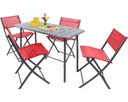 VCM VCM 5-delige bistroset eettafel tuinset balkonset stoel opvouwbare tafel tuin camping Sumila VCM 5-delige bistroset eettafel tuinset balkonset stoel opvouwbare tafel tuin camping Sumila