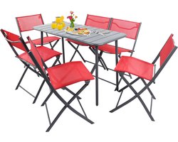VCM VCM 7-delige bistroset eettafel tuinset balkonset stoel opvouwbare tafel tuin camping Sumila VCM 7-delige bistroset eettafel tuinset balkonset stoel opvouwbare tafel tuin camping Sumila