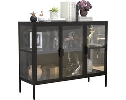VCM VCM stalen vitrinekast glazen vitrinekast dressoir ladekast highboard vrijstaande vitrinekast 80x100x35 Floka L VCM stalen vitrinekast glazen vitrinekast dressoir ladekast highboard vrijstaande vitrinekast 80x100x35 Floka L