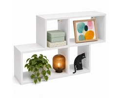 VCM Wandregal mit 5 Fächern, Hängeregal 100 x 53 x 20 cm, Bücherregal und Dekoregal für Wohnzimmer, Büro und Flur - Lusas
